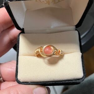 Elegant 14kt Gold plated copper and Cherry Quartz Ring